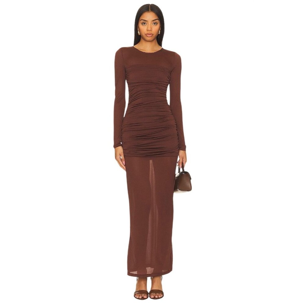 L'Academie Alma Dress in Brown Large New Womens maxi Long Gown
